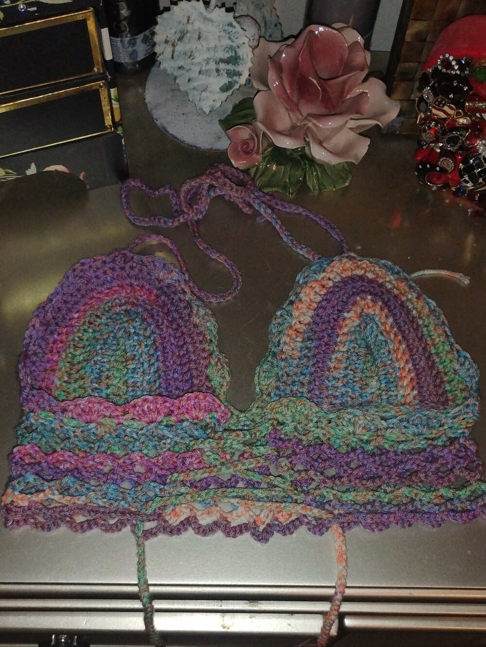 Handmade Multicolor Crochet Halter Top - Picture 8 of 10